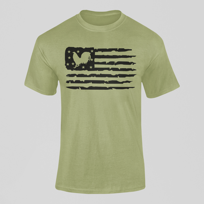 Horizontal American Flag Gamecock Cockfighting T-Shirt