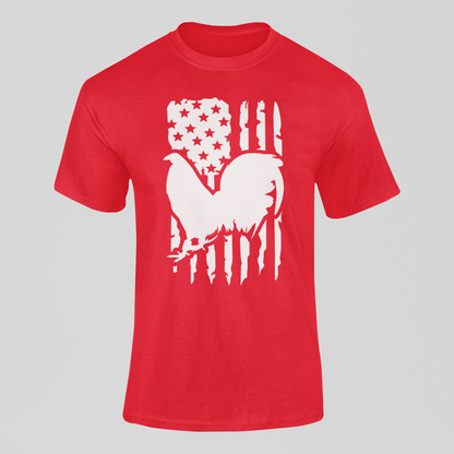Vertical American Flag Cockfighting T-Shirt