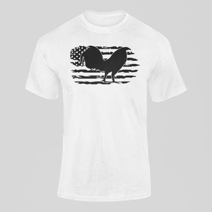 Horizontal American Flag Gamecock Cockfighting T-Shirt