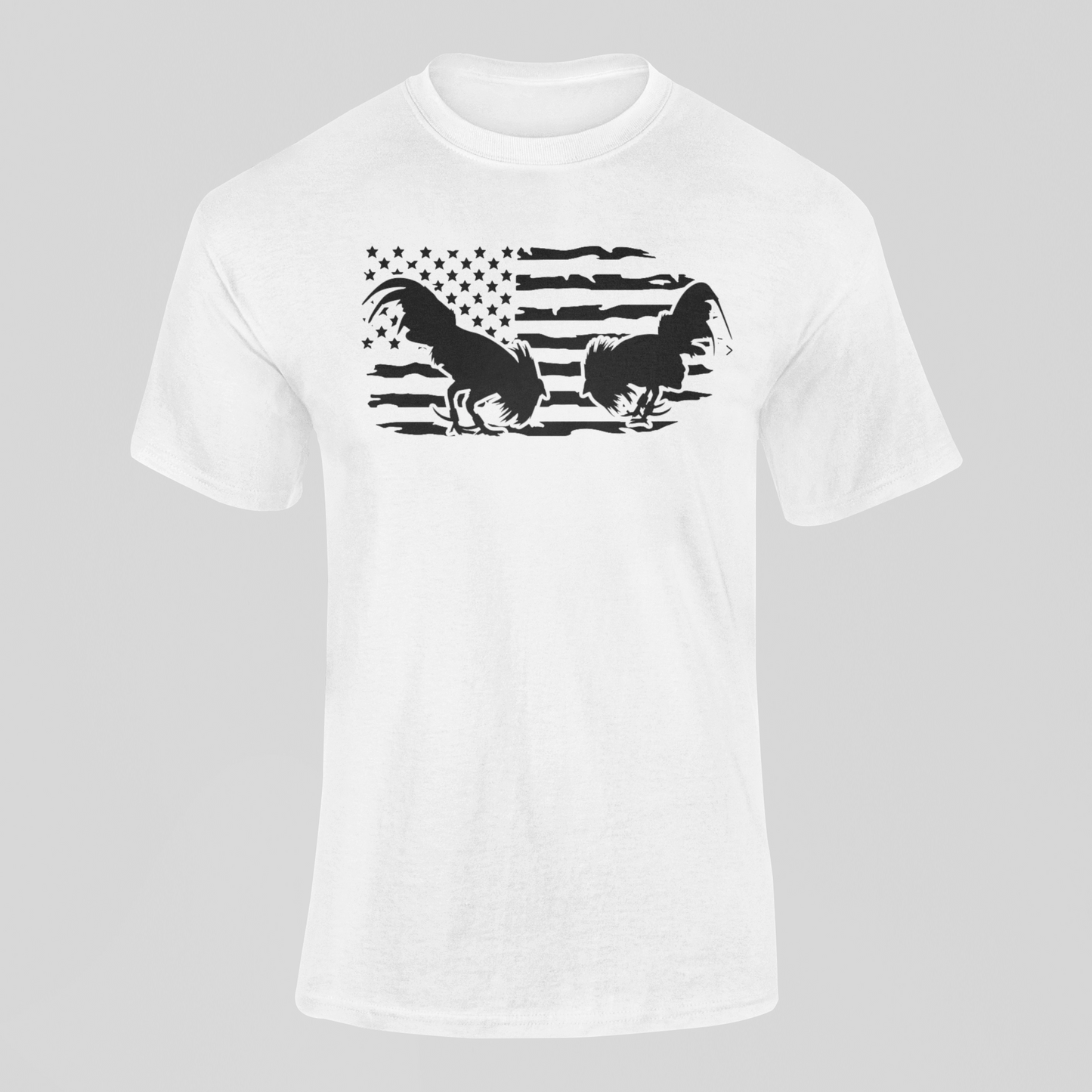 Horizontal American Flag Cockfighting T-Shirt