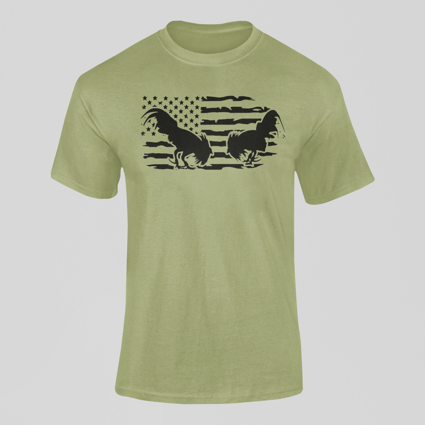 Horizontal American Flag Cockfighting T-Shirt